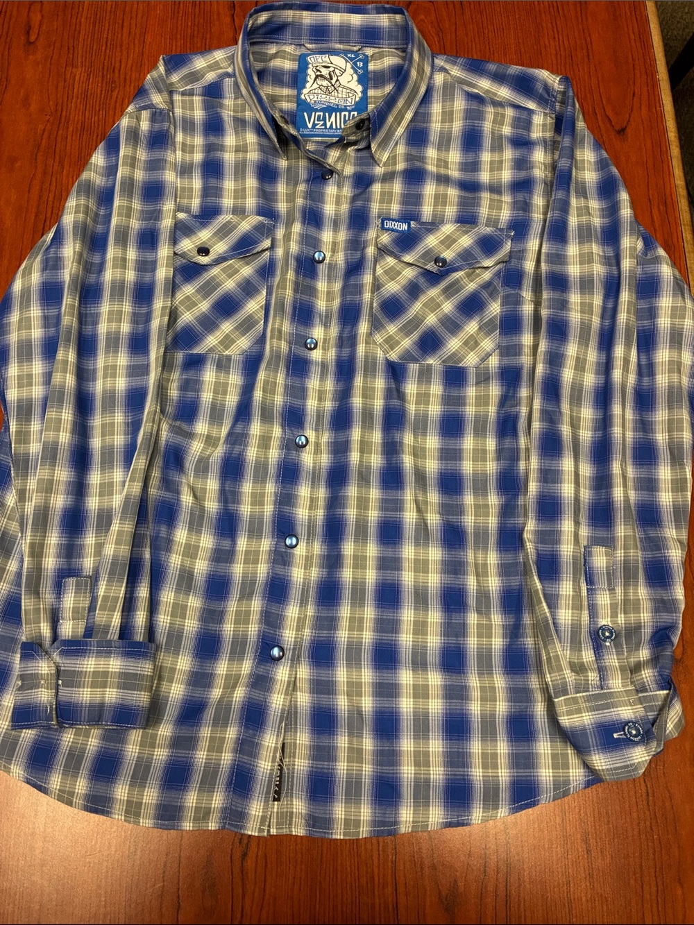 DIXXON Blue and White Plaid Button-Down Shirt
